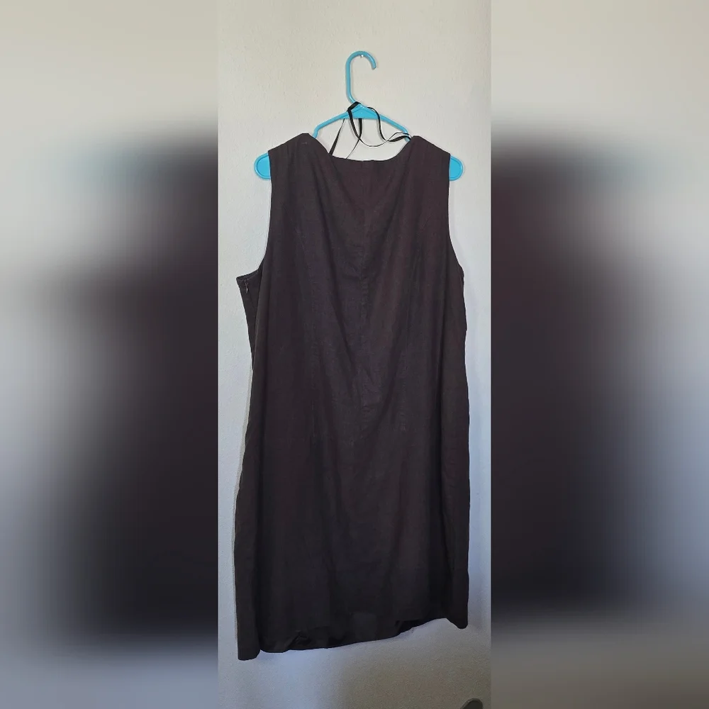 Lane Bryant Sleeveless Dress Brown Linen Neutral Breathable Blend Size 22 - Picture 3 of 4